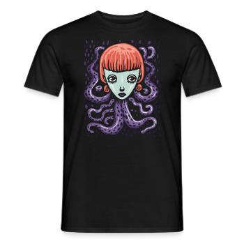 Est-ce que c’est de l’art, la pieuvre - T-shirt homme - noir - Devant - AI Model Male 178 light (178cm)
