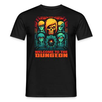 Welcome to the dungeon with skull and friends - Men's T-Shirt - black - Front - AI Model Male 178 light (178cm)