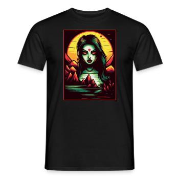 Cartoon Manga Anime Mutter Natur - Männer T-Shirt - Schwarz - Vorne - AI Model Male 178 light (178cm)