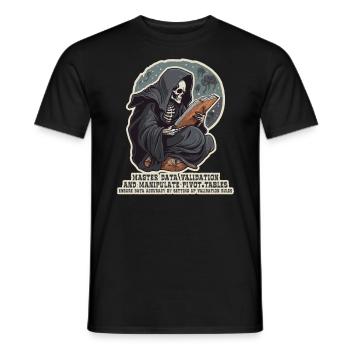 Sensenmann trainiert in Datenanalyse - Männer T-Shirt - Schwarz - Vorne - AI Model Male 178 light (178cm)