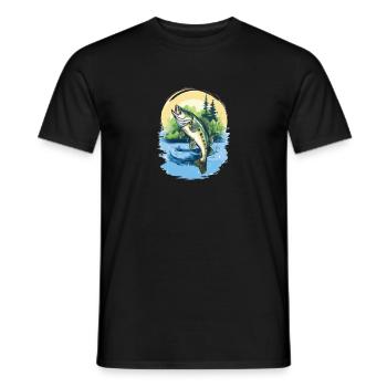 Barsch angeln See fischen - Männer T-Shirt - Schwarz - Vorne - AI Model Male 178 light (178cm)