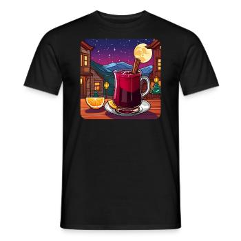 Heißer Glühwein mit Zimtstange im Winter - Männer T-Shirt - Schwarz - Vorne - AI Model Male 178 light (178cm)