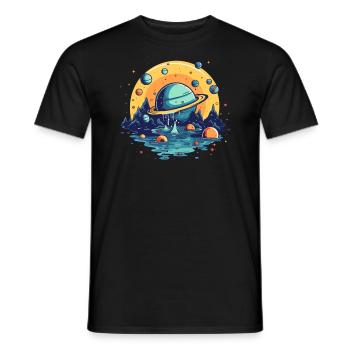 The Universe Is Liquid - Men's T-Shirt - black - Front - AI Model Male 178 light (178cm)