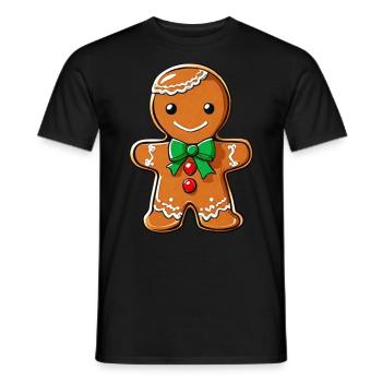 Cute gingerbread man - Men's T-Shirt - black - Front - AI Model Male 178 light (178cm)