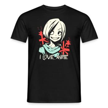 I love anime and cool girls - Men's T-Shirt - black - Front - AI Model Male 178 light (178cm)