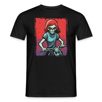 Dessin animé, Manga, Anime, Goule, Zombie, Motard - T-shirt homme - noir - Devant - AI Model Male 178 light (178cm)