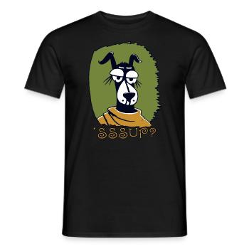 What's Up, What's Up, a Cool Cartoon Dog - Men's T-Shirt - black - Front - AI Model Male 178 light (178cm)