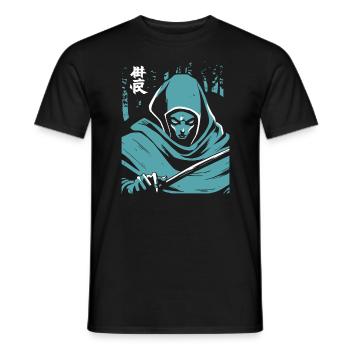 Japanese Horror Ghost - Men's T-Shirt - black - Front - AI Model Male 178 light (178cm)