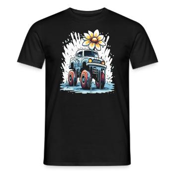 Farb-tropfende Blumen Monstertruck - Männer T-Shirt - Schwarz - Vorne - AI Model Male 178 light (178cm)