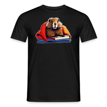 Cute groundhog reading is like dreaming - Men's T-Shirt - black - Front - AI Model Male 178 light (178cm)