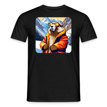 Marmotte cool dans les Alpes avec des lunettes de soleil - T-shirt homme - noir - Devant - AI Model Male 178 light (178cm)