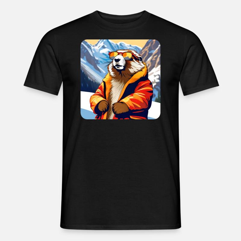 Cooles Murmeltier in den Alpen mit Sonnenbrille - Männer T-Shirt - Schwarz