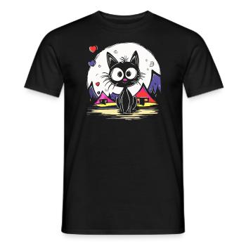 Katzen Urlaub beim Camping - Männer T-Shirt - Schwarz - Vorne - AI Model Male 178 light (178cm)