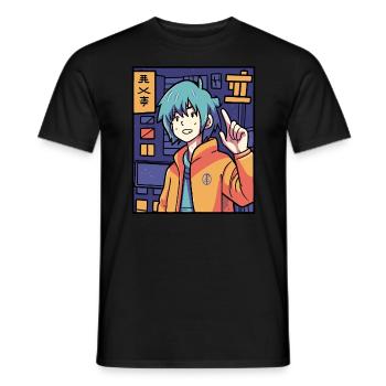 Garçon d’anime - T-shirt homme - noir - Devant - AI Model Male 178 light (178cm)