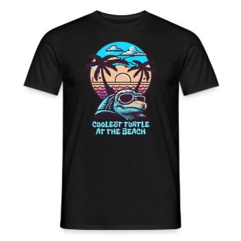 The coolest turtle on the beach - Men's T-Shirt - black - Front - AI Model Male 178 light (178cm)