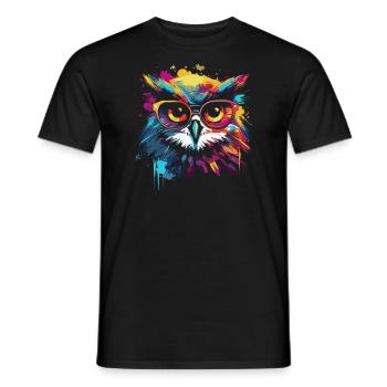 Lustige Eule mit Brille - Männer T-Shirt - Schwarz - Vorne - AI Model Male 178 light (178cm)
