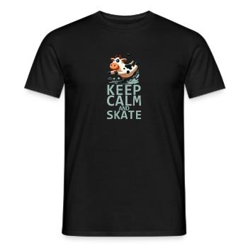 Comic Kuh Eislaufen - Keep Calm and Skate - Männer T-Shirt - Schwarz - Vorne - AI Model Male 178 light (178cm)