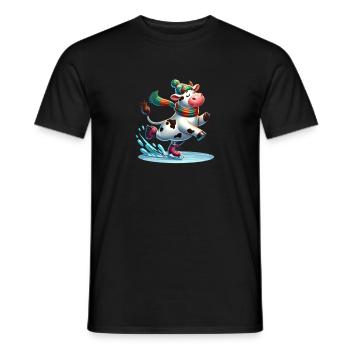 Schlittschuh laufen Kuh - Winter comic - Männer T-Shirt - Schwarz - Vorne - AI Model Male 178 light (178cm)