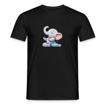 Éléphant Yoga Humour Fitness - T-shirt homme - noir - Devant - AI Model Male 178 light (178cm)