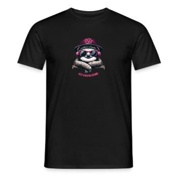 Paresseux comique sur la branche qui se refroidit - T-shirt homme - noir - Devant - AI Model Male 178 light (178cm)