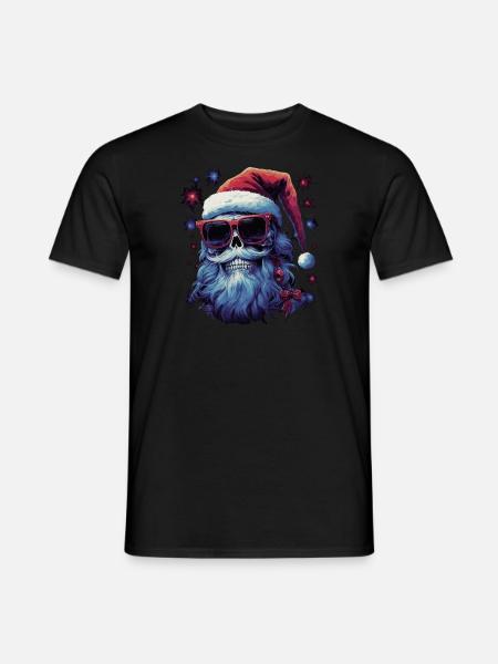Skull with Santa hat - Men's T-Shirt - black