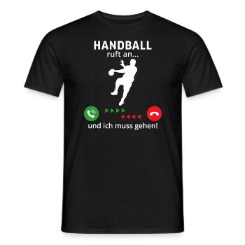 handball ruft an und ich muss gehen - Männer T-Shirt - Schwarz - Vorne - AI Model Male 178 light (178cm)