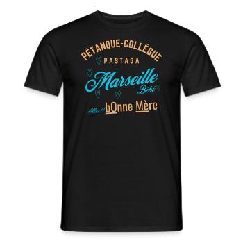 Marseille Fun Tee - T-shirt homme - noir - Devant - AI Model Male 178 light (178cm)