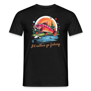 Je préfère aller à la pêche, pêcher du poisson - T-shirt homme - noir - Devant - AI Model Male 178 light (178cm)