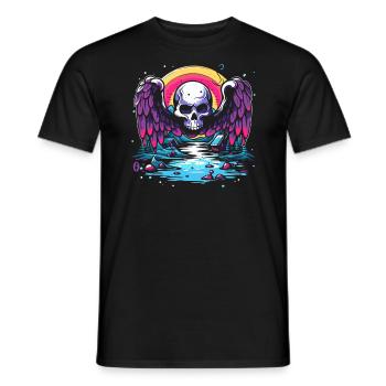 Der Totenkopf Geier besucht das ländliche Camping - Männer T-Shirt - Schwarz - Vorne - AI Model Male 178 light (178cm)