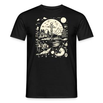 Squelette-Nature-Abstrait-Dessin Fou - T-shirt homme - noir - Devant - AI Model Male 178 light (178cm)