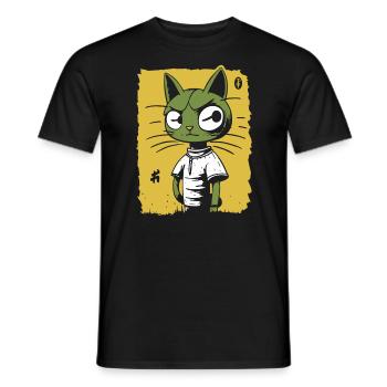 Un chat de dessin animé suspect - T-shirt homme - noir - Devant - AI Model Male 178 light (178cm)