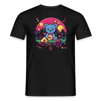 Un ours en peluche au pays des merveilles de l’amour - T-shirt homme - noir - Devant - AI Model Male 178 light (178cm)
