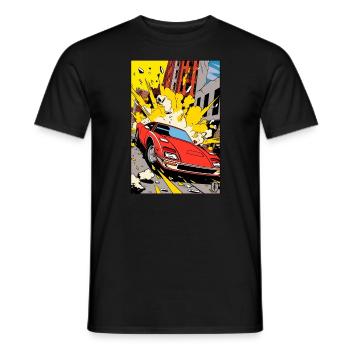 Pop-Art Cartoon Sportwagen Aktion - Männer T-Shirt - Schwarz - Vorne - AI Model Male 178 light (178cm)