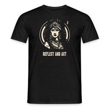 Reflect and act, indigenous woman - Men's T-Shirt - black - Front - AI Model Male 178 light (178cm)