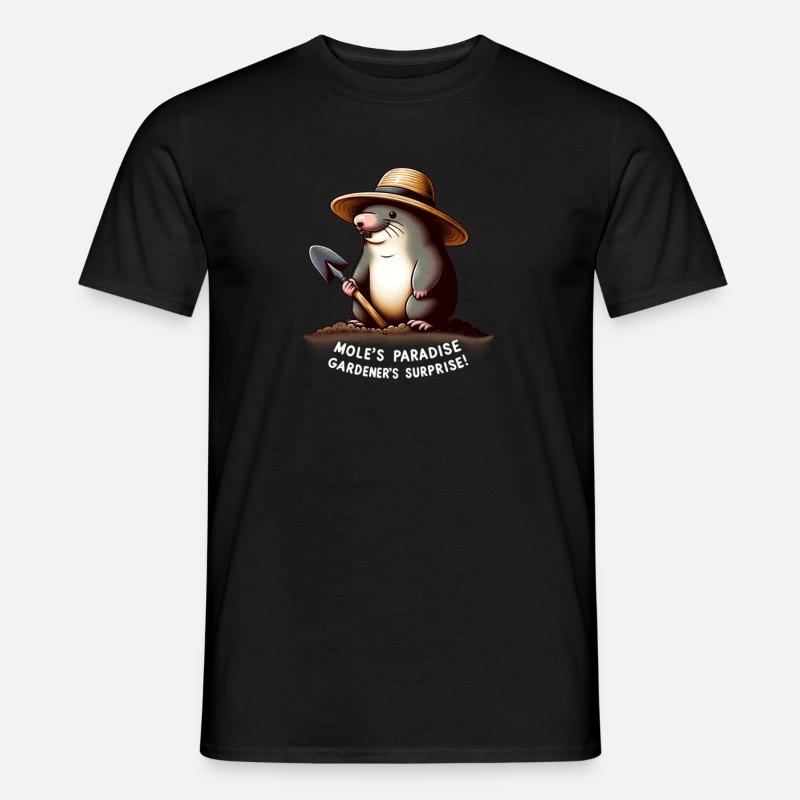 Comic Maulwurf als Gärtner - Männer T-Shirt - Schwarz