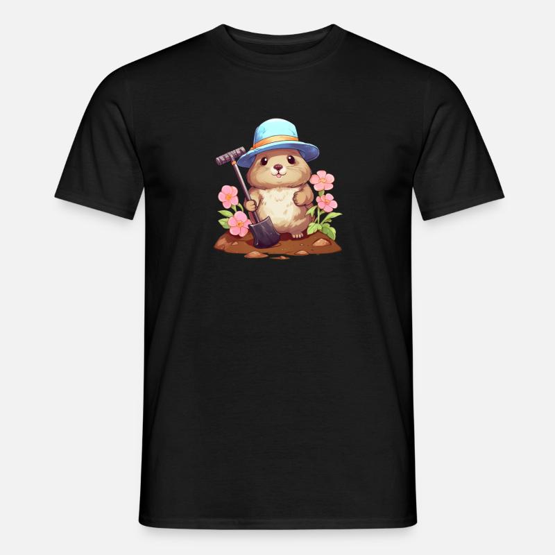 Lustiger Comic Maulwurf - Männer T-Shirt - Schwarz
