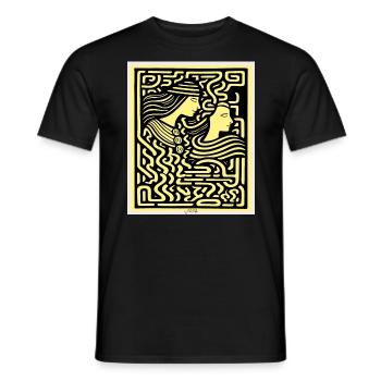 Two lovers in a labyrinth - Men's T-Shirt - black - Front - AI Model Male 178 light (178cm)