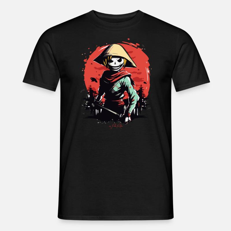 Schlanker Reisbauer Zombie Samurai - Männer T-Shirt - Schwarz