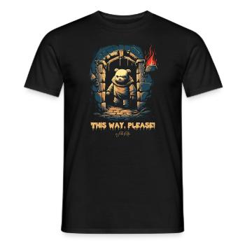 This Way, Please - Follow the Dungeon Bear - Men's T-Shirt - black - Front - AI Model Male 178 light (178cm)