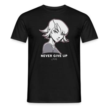 Niemals aufgeben, Anime Manga Cartoon Frau - Männer T-Shirt - Schwarz - Vorne - AI Model Male 178 light (178cm)