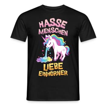 Ich Hasse Menschen Einhorn Kotzt Regenbogen Lustig - Männer T-Shirt - Schwarz - Vorne - AI Model Male 178 light (178cm)