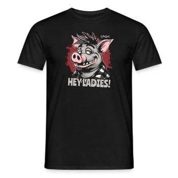 Hey Ladies! Hübsches Schwein - Männer T-Shirt - Schwarz - Vorne - AI Model Male 178 light (178cm)
