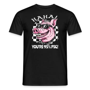 Les humains sont à 95% des porcs : Drôle de cochon - T-shirt homme - noir - Devant - AI Model Male 178 light (178cm)
