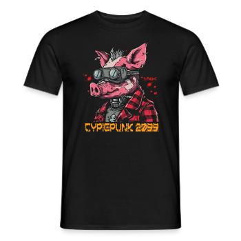 Cyber Cochon Punk - T-shirt homme - noir - Devant - AI Model Male 178 light (178cm)