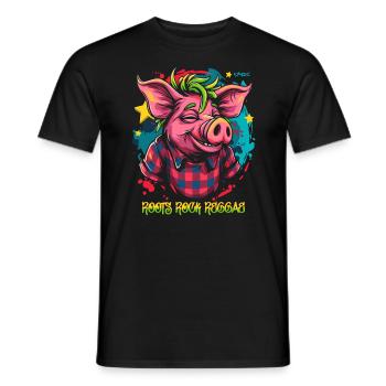 ROOTS ROCK REGGAE cool Jamaica pig - Men's T-Shirt - black - Front - AI Model Male 178 light (178cm)