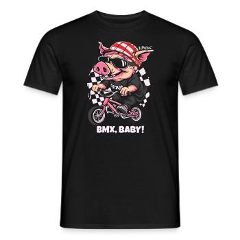 Cyclisme et BMX Rider Pig - T-shirt homme - noir - Devant - AI Model Male 178 light (178cm)