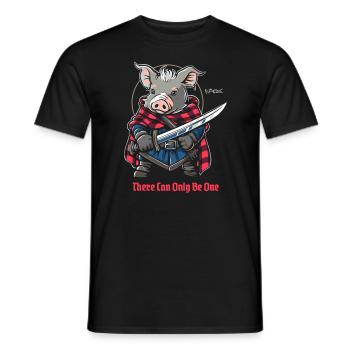 Il ne peut y en avoir qu’un seul : Highlands Pig - T-shirt homme - noir - Devant - AI Model Male 178 light (178cm)