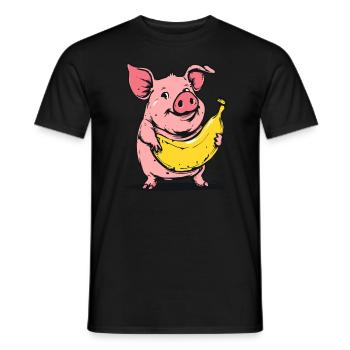 Cochon banane mignon et drôle - T-shirt homme - noir - Devant - AI Model Male 178 light (178cm)
