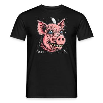 Le bon vieil ami : le cochon de l’espace - T-shirt homme - noir - Devant - AI Model Male 178 light (178cm)