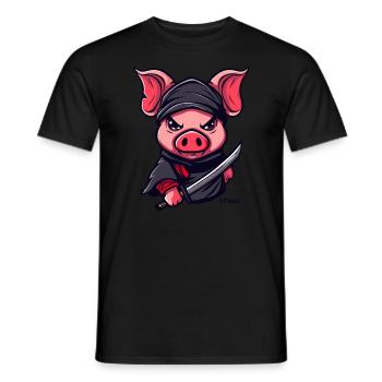 Ninja Pig - Men's T-Shirt - black - Front - AI Model Male 178 light (178cm)